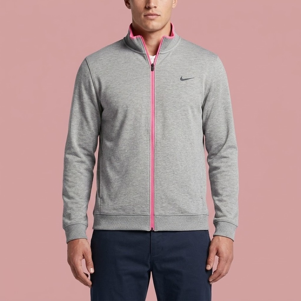 Nike Golf Tour Performance Full Zip Heathered Jacket Mens Size Large Gray EUC